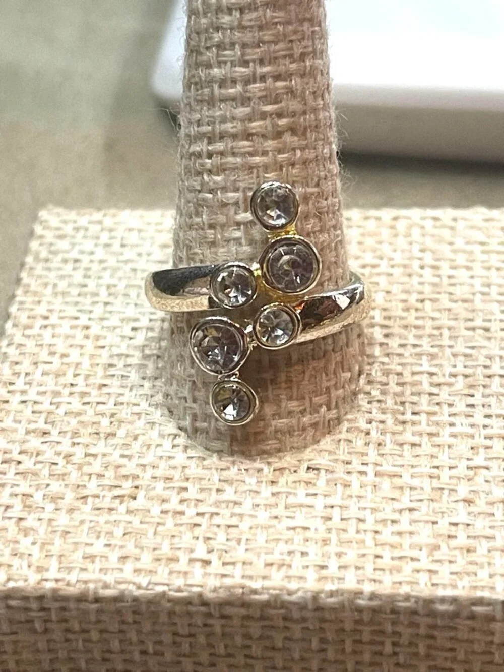 Vitg 90s Silver Tone Fashion Ring Lot Crystal Cluster Faux Amethyst Solitaire 6